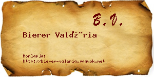 Bierer Valéria névjegykártya